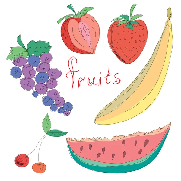 Skiss av frukter — Stock vektor
