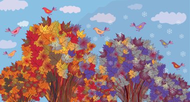 Autumn becomes winter clipart