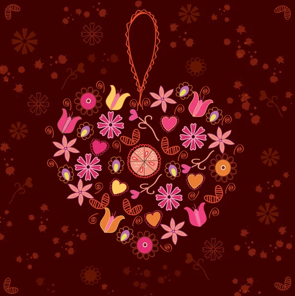 Abstract floral achtergrond met hart — Stockvector