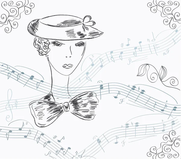 Музыкальное приглашение с дамой — стоковый вектор