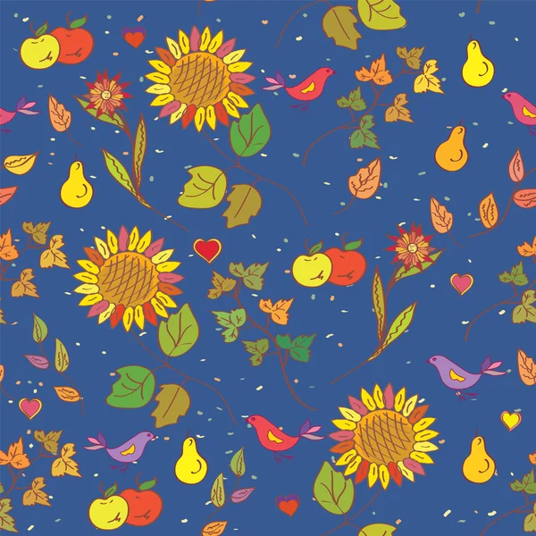 秋天无缝模式与水果 — 图库矢量图片