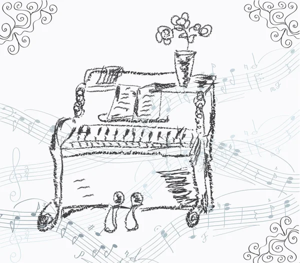 与钢琴的音乐背景 — 图库矢量图片