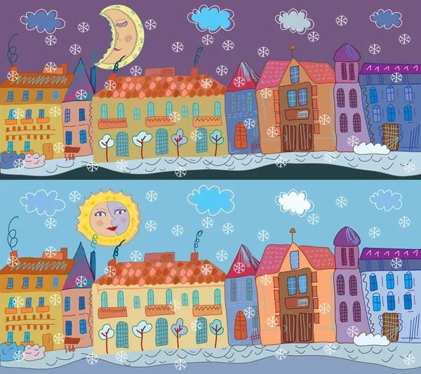 Χειμώνας πόλη banner — Διανυσματικό Αρχείο