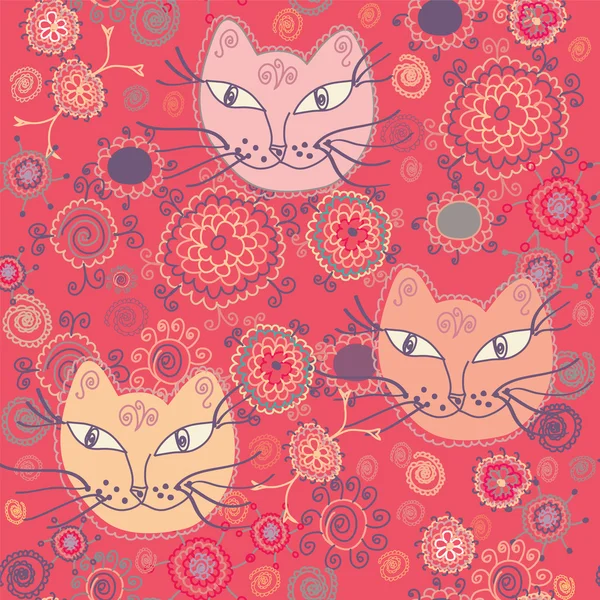 Seamless pattern with cats — Stock Vector