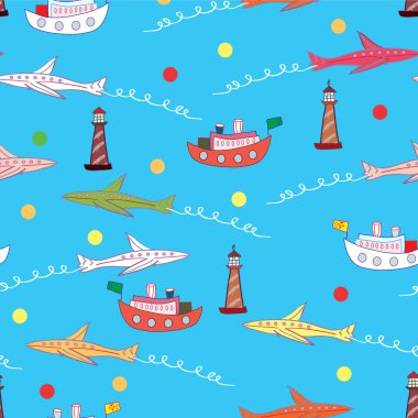 Tourism funny seamless pattern clipart