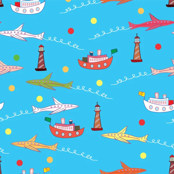 Tourism funny seamless pattern — Stock Vector