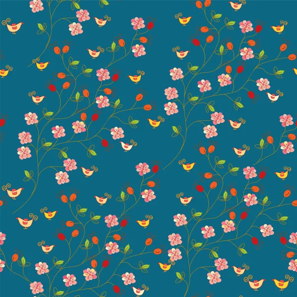 Seamless floral pattern with hips — Stock Vector