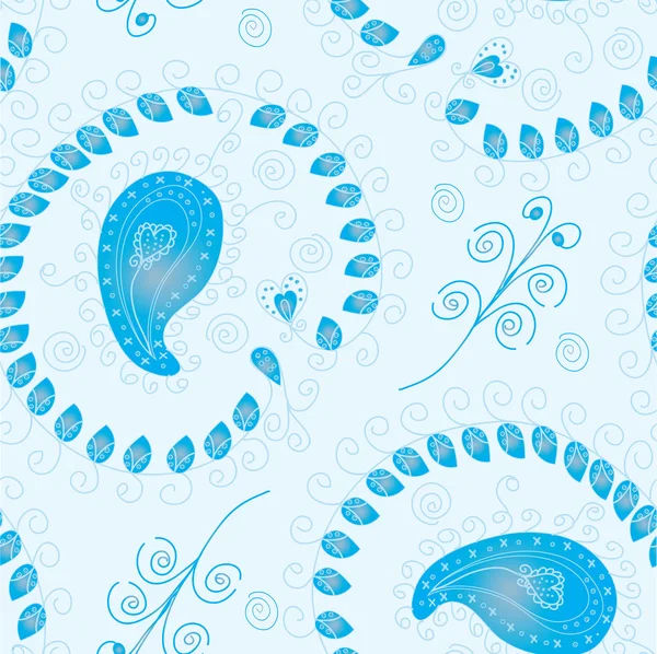 Blaues Paisley nahtloses Muster — Stockvektor