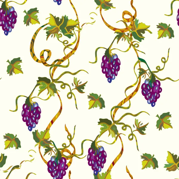 Motivo floreale senza cuciture con uva — Vettoriale Stock