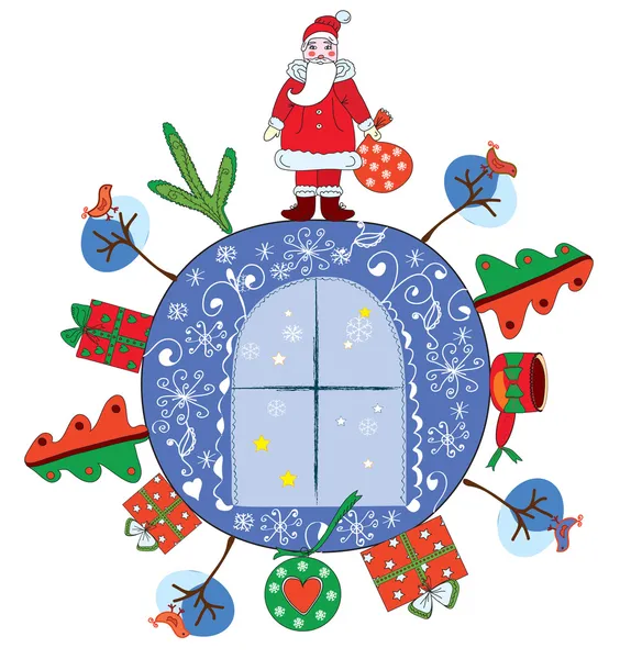 Christmas decoration with santa claus — Stock Vector