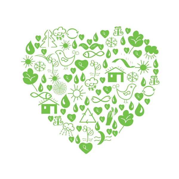 Green environmental heart — Stock Vector