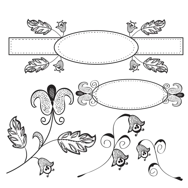 Eléments floraux design vintage — Image vectorielle