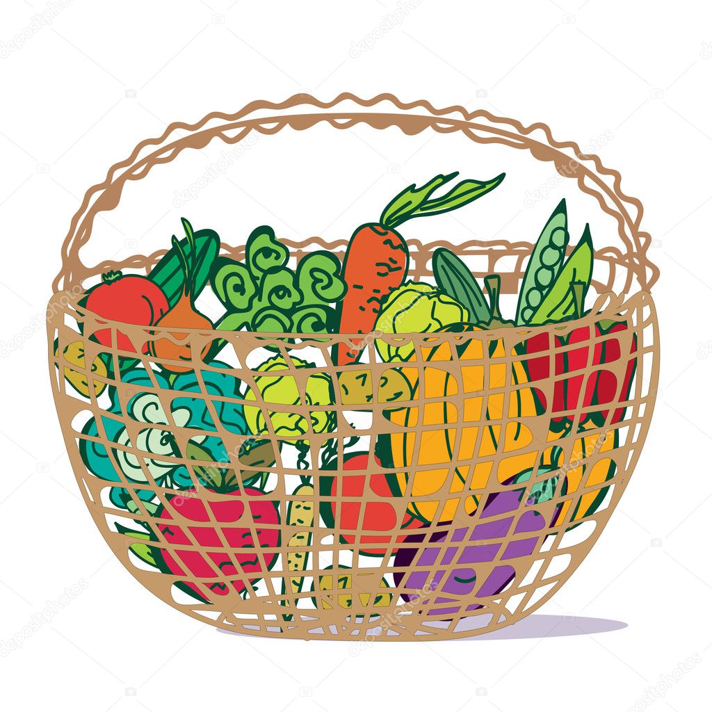 Basket with fresh vegetables — Stock Vector © Tasia12 #4361508
