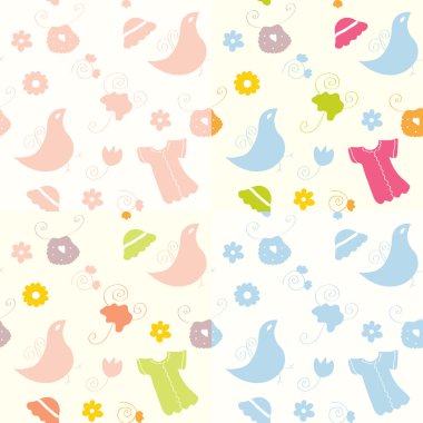 Baby seamless patterns set clipart