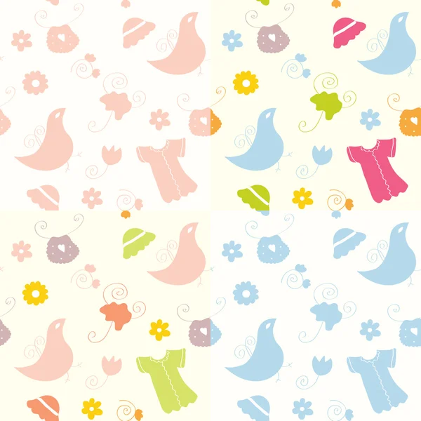 Baby seamless patterns set — Stock Vector
