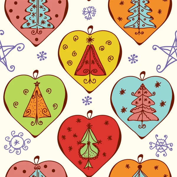 装飾クリスマスのシームレスなパターン — ストックベクタ