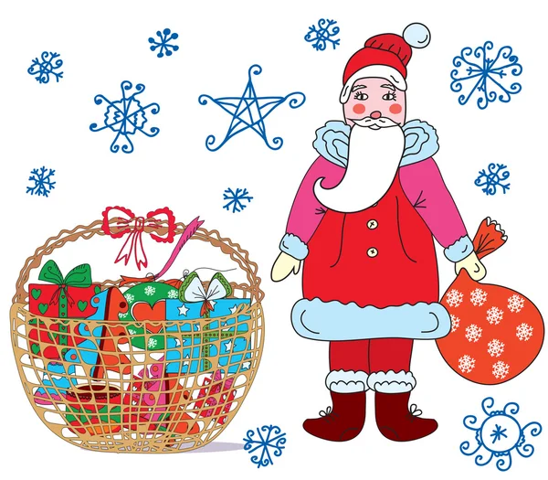 Christmas card with santa — Stock Vector