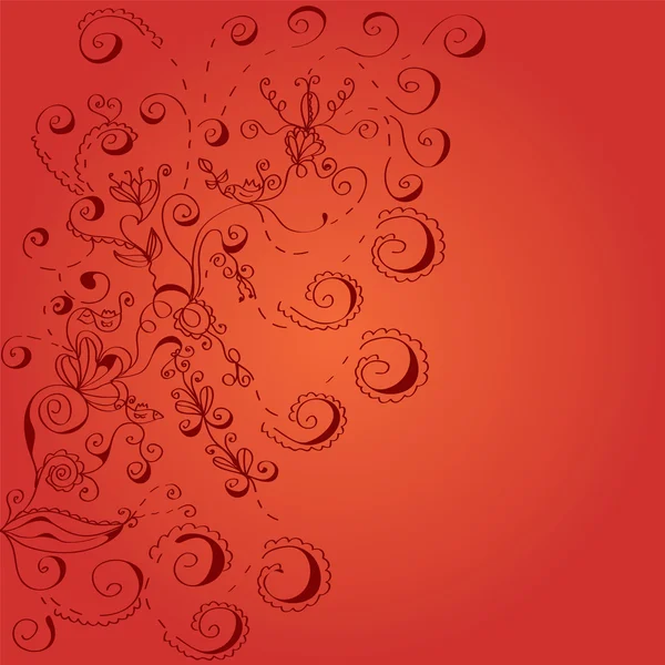 Floral στροβιλίζεται κόκκινο φόντο — Stockový vektor