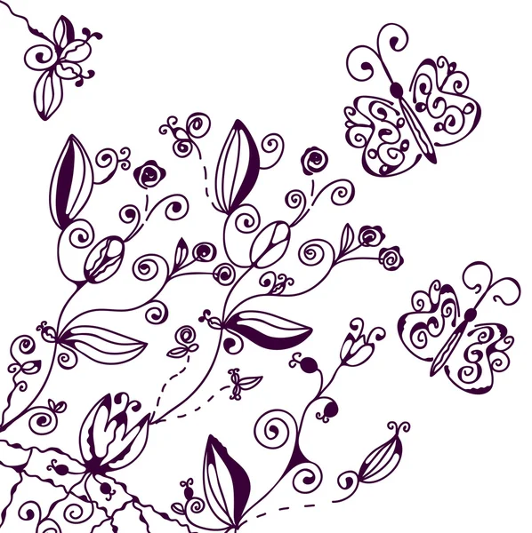 Цветочный фон с бабочкой — стоковый вектор