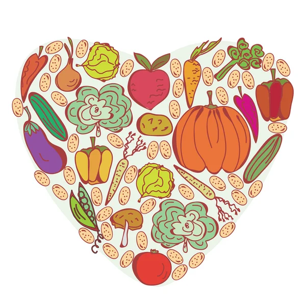 Coeur Légumes Symbole — Image vectorielle