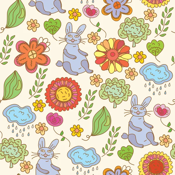 Floral seamless funny pattern — Stock Vector