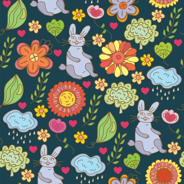 Easter funny pattern with hare — Stock Vector