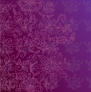 Floral ornate decorative background in purple colors clipart