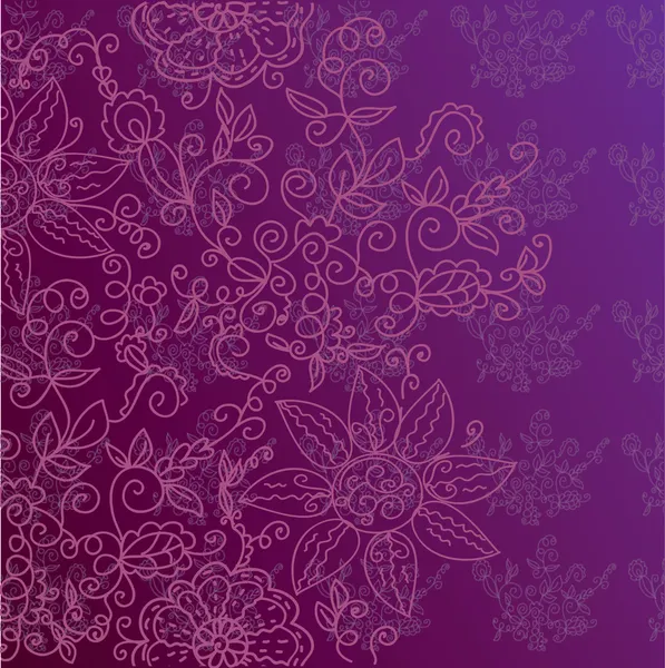 Fond Décoratif Fleuri Orné Couleurs Violettes — Image vectorielle