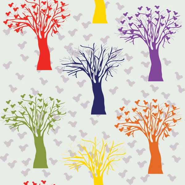 Zeichentrickbäume Färben Nahtlose Muster — Stockvektor