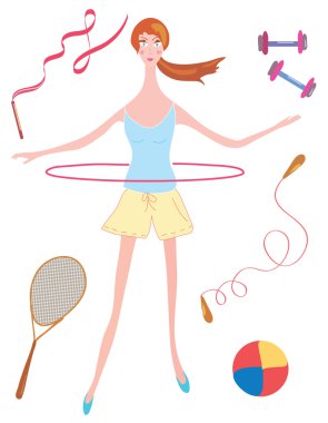 Sport girl with hoop clipart