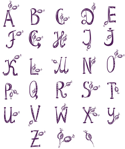 Handgezeichnetes Alphabet Mit Rosenbeeren — Stockvektor