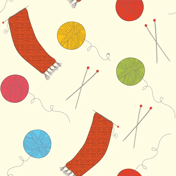 搞笑针织无缝与球和针 — 图库矢量图片