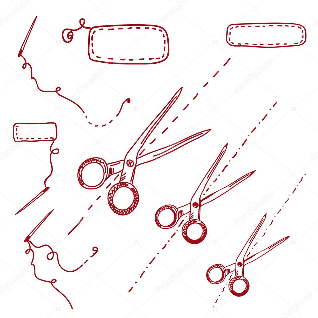 Scissors and needles doodle