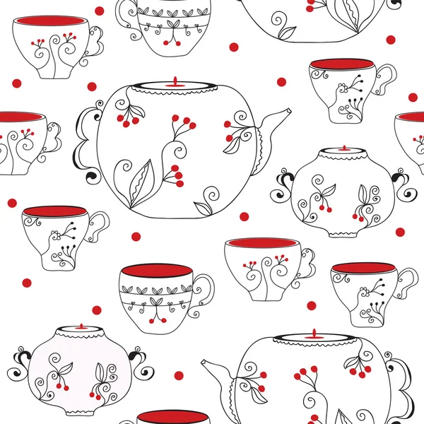 Seamless pattern with tea pots — Stock Vector