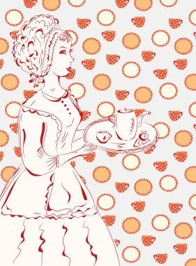 Retro waitress clipart