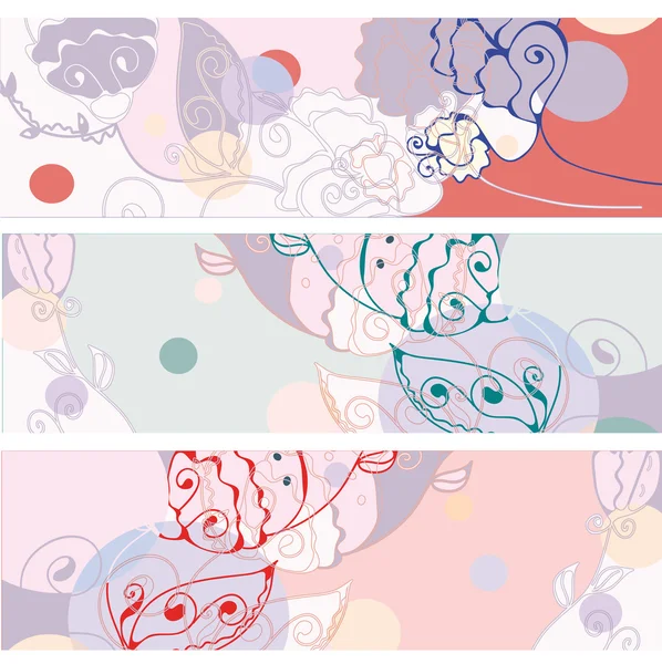 Bannières florales ensemble abstrait — Image vectorielle