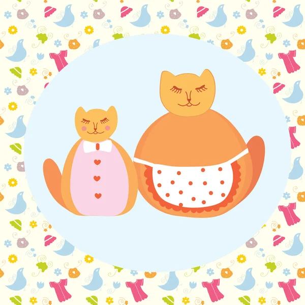 Γάτες οικογένεια - μητέρα και κόρη — Διανυσματικό Αρχείο