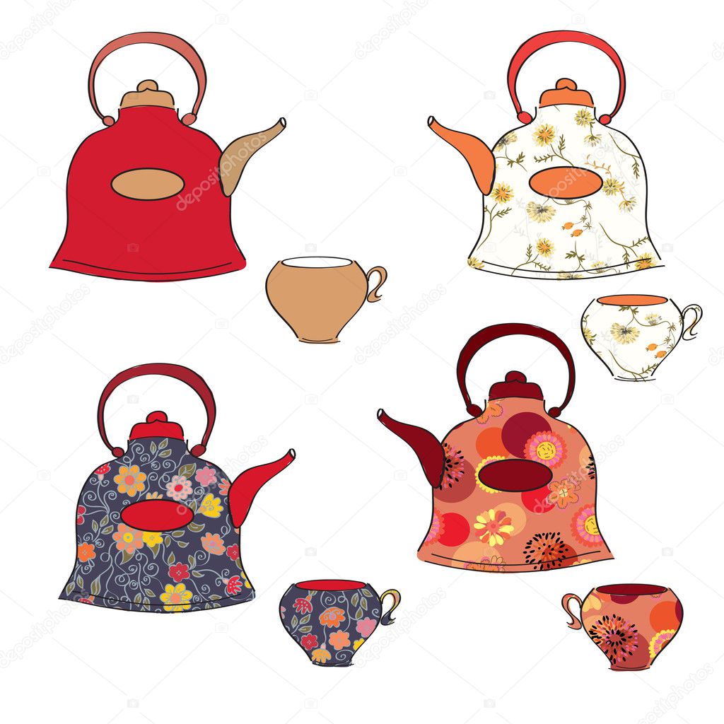 Tea set of pots and cups