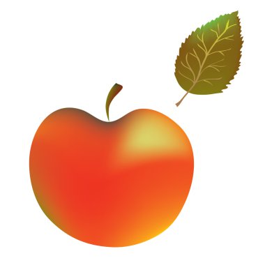 Red and orange apple on white clipart