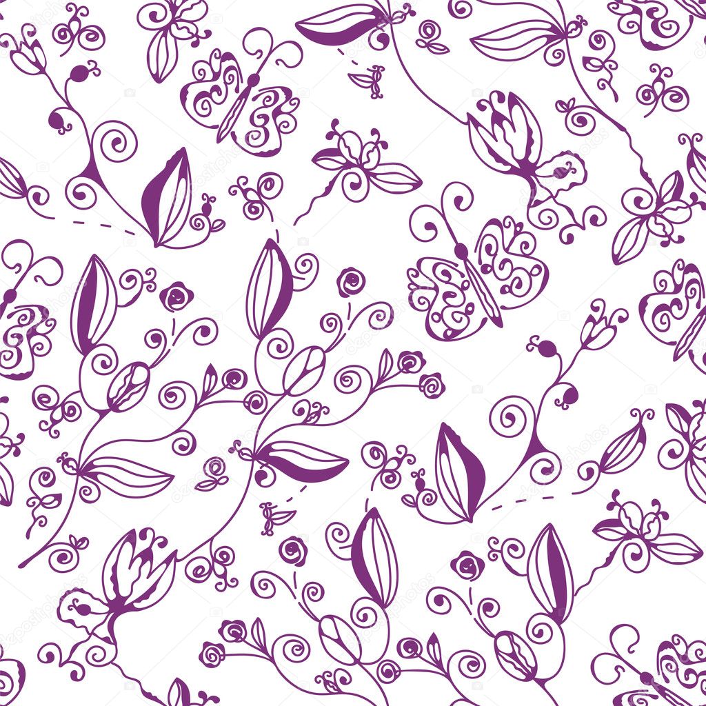Decorative seamless graphic floral pattern
