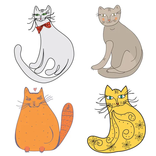 Cartoon set of cats — Stock Vector