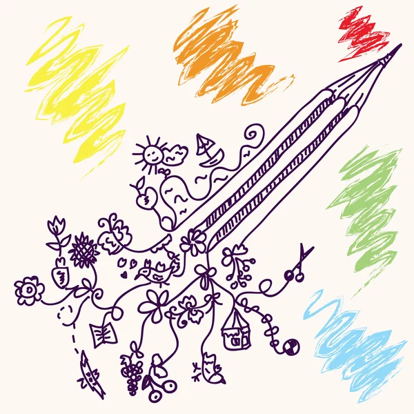 Funny pencil concept doodle — Stock Vector