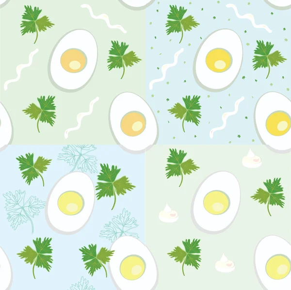 无缝壁纸设置与鸡蛋 — 图库矢量图片