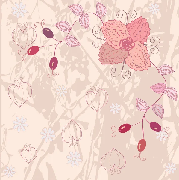 Grunge 花卉粉红色背景 — 图库矢量图片