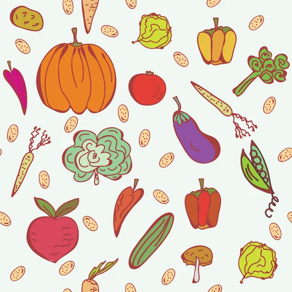 Grönsaker doodle seamless mönster — Stock vektor