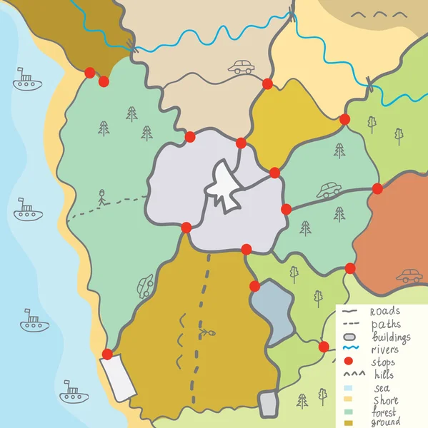 子供のための面白い区域の地図 — ストックベクタ