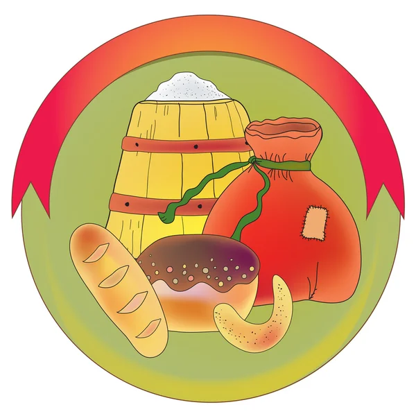 Ikone der Bäckerei mit Brot — Stockvektor
