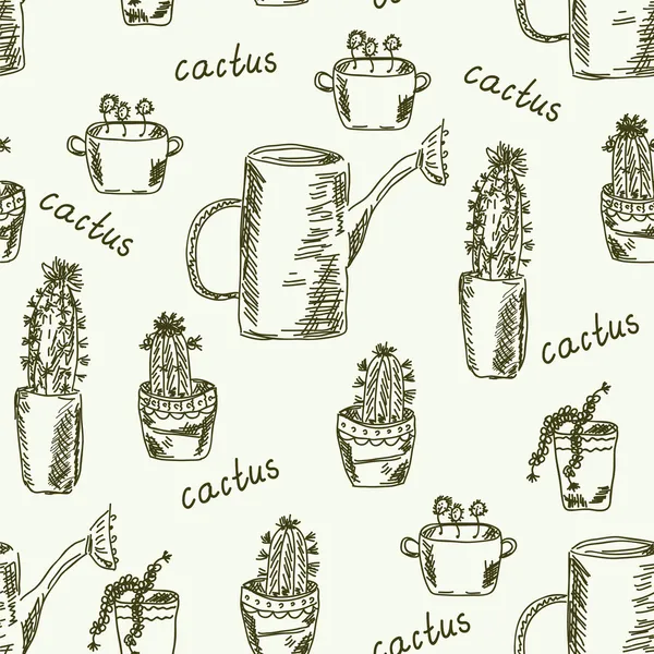Cactus flower sorunsuz doodle — Stok Vektör
