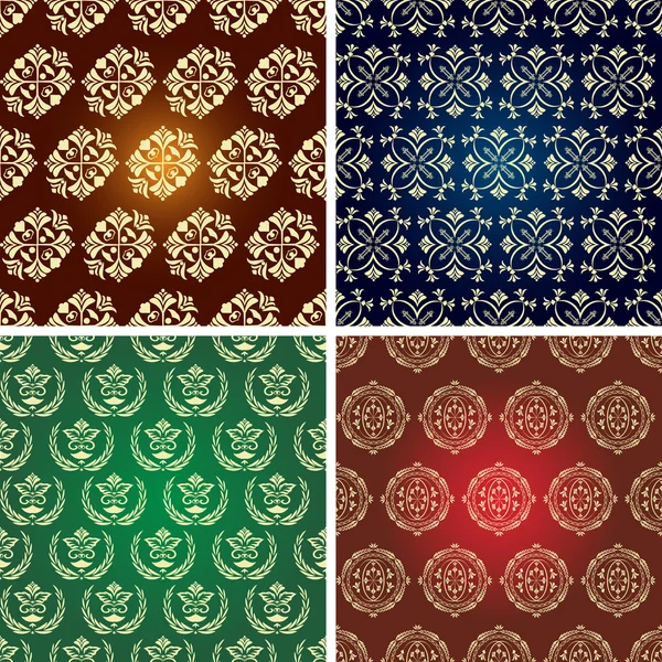 Seamless vintage pattern in four fashion colorways. — Stock Vector