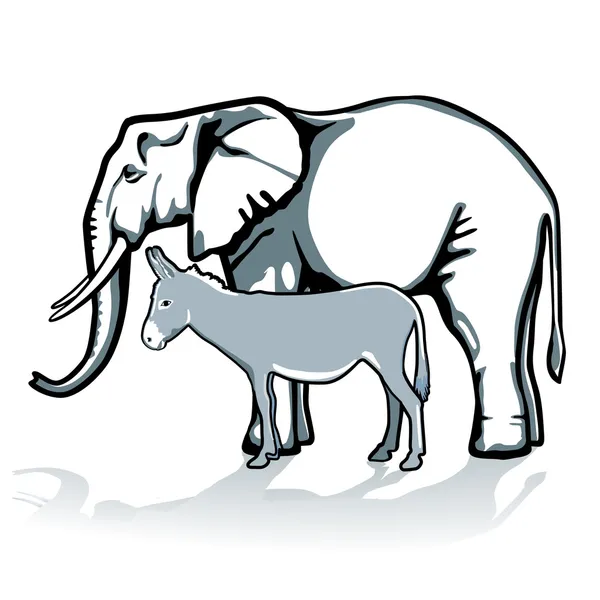 Słoń i osioł, Republikanów i Demokratów — Wektor stockowy